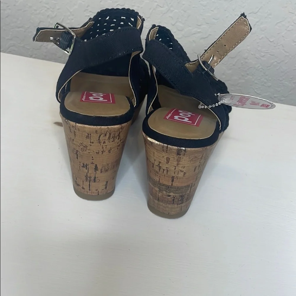 Pop Black Woven Wedge Sandals